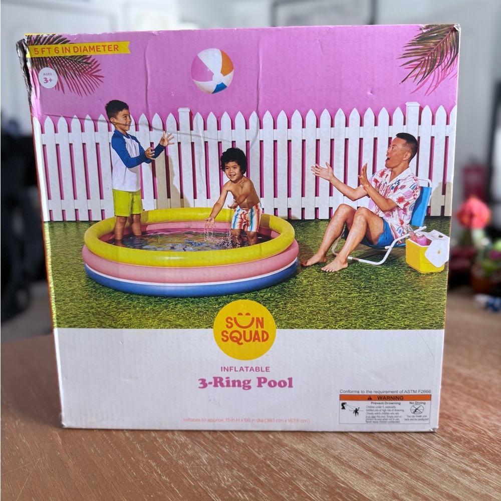 Sun Squad Inflatable 3-ring Pool 5 Ft 6 In Diameter